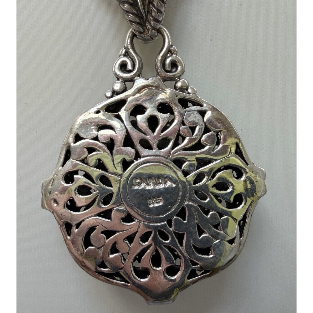 Artisan of Bali SARDA 925 Sterling Silver Black Coral Pendant Necklace - Picture 5 of 10